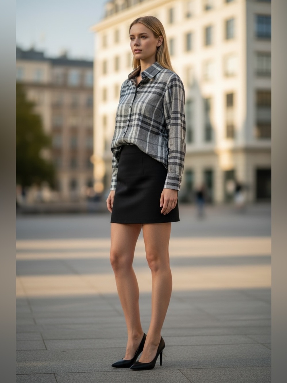 Burberry London Gray Plaid Button-Down Shirt size L